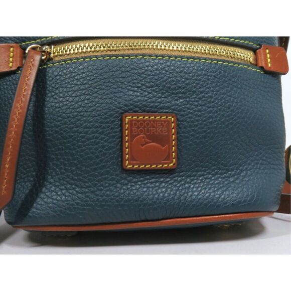 Dooney & Bourke Pebble Grain Leather Sac Crossbody Bag Blue Brown Leather NWT - Picture 4 of 9